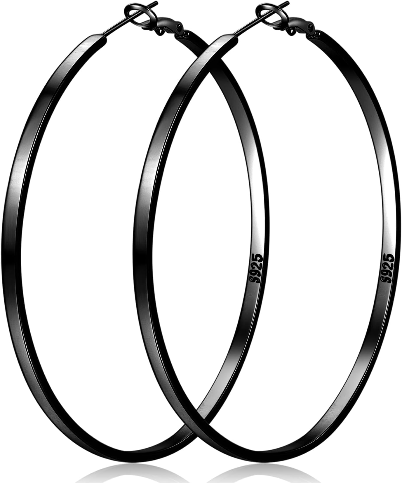 LOUMILEO Sterling Silver Hoop Earrings Large Silver Hoop Earrings for Women Lightweight Big Hoops Earring Hypoallergenic Thin Hoops Earring for Women 30/40/50/60/65/70MM