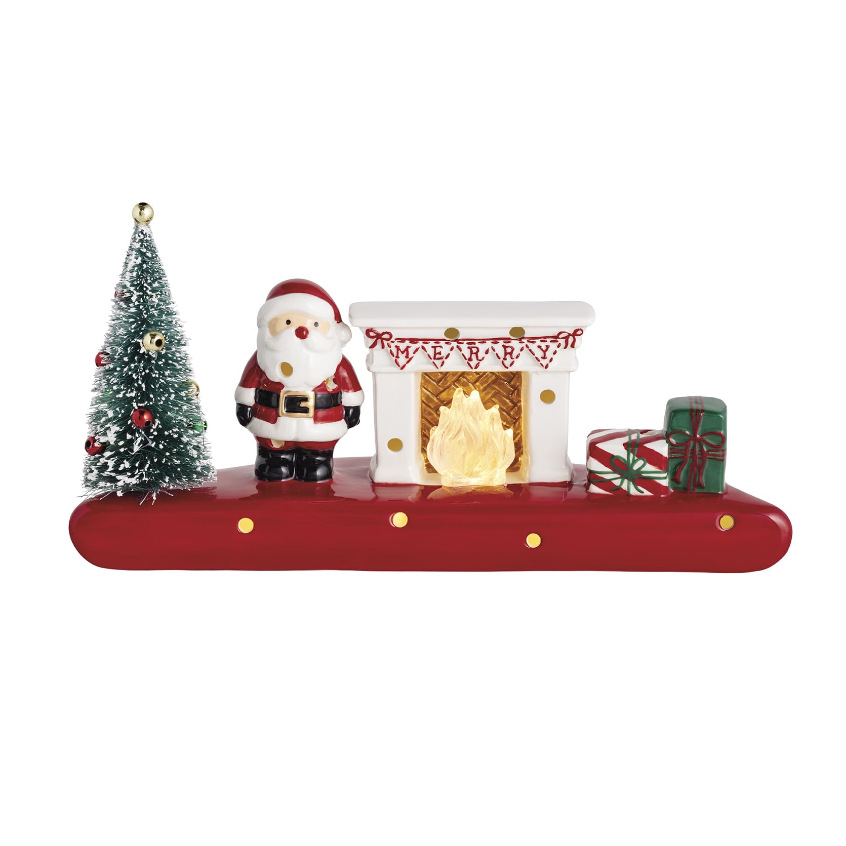 Père Noël Grande Scène Assis Mud Pie Objet de Collection aux Finitions Main Émouvantes
