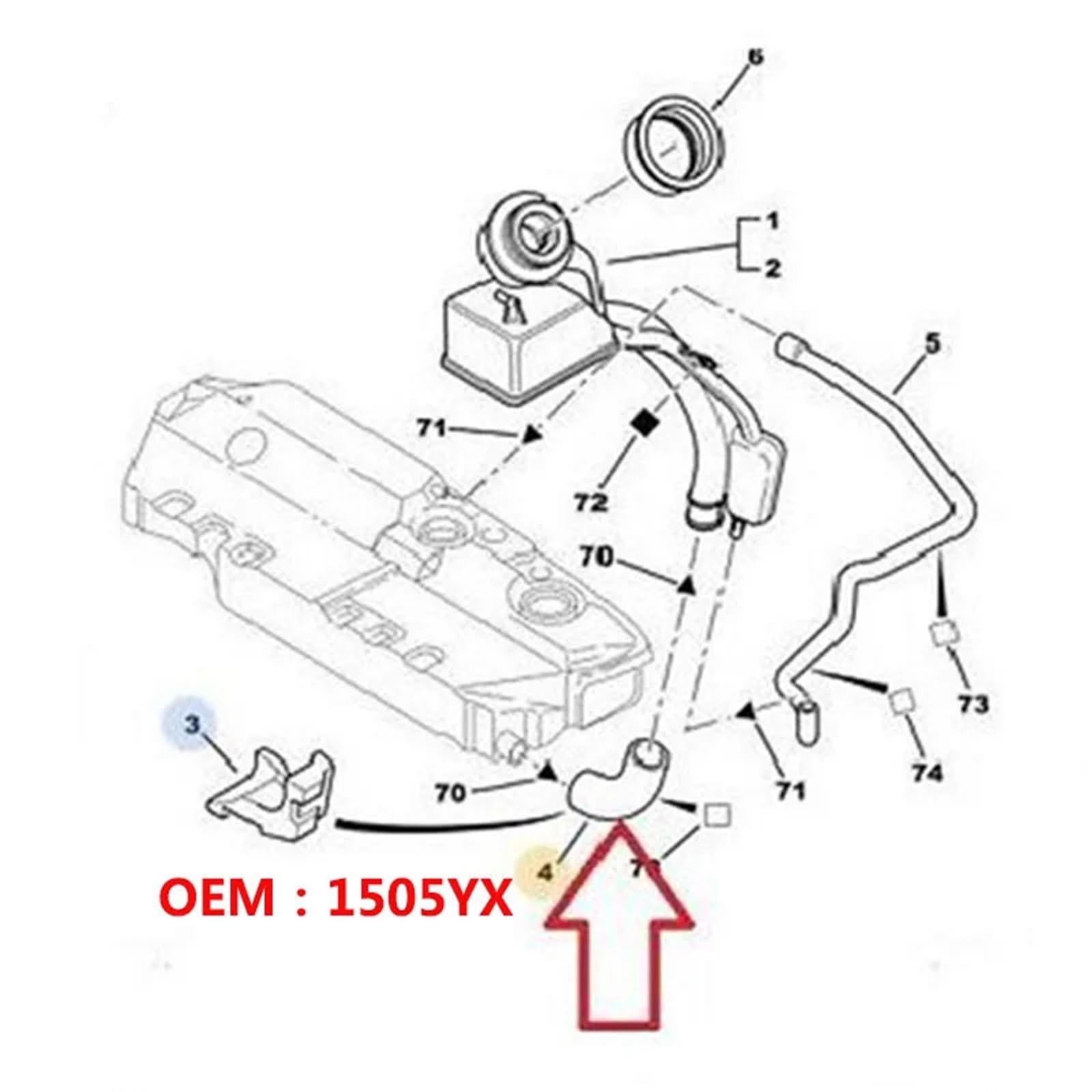 podkładka termiczna Cooler 1505YX Do Peugeot 306 Wąż Zbiornika Paliwa Kolanko Wlewu Złącze Szyjki, Wąż Chłodnicy Wody 1505H9 1505TC