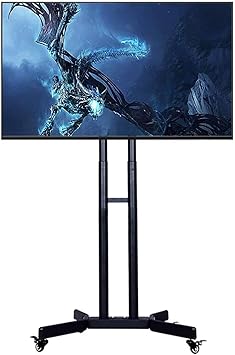 Mobile TV Cart, Mobile tv Stand, Rolling tv Stand Floor Stand Display Rack Luxury Double Tray TV Corner Mount