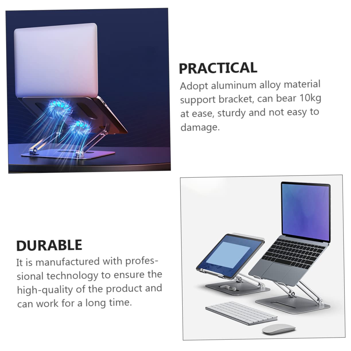 NUOBESTY Laptop-luftkühler Mit Großem Doppelturbinenantrieb Hoher Luftleistung Belüfteter Notebook-unterlage Höhenverstellbarem Rack Kompatibel Mit Laptops Und Tablets