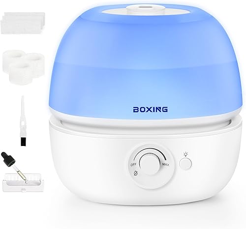 BOXING Humidificadores de llenado superior de 3 L para dormitorio bebé, humidificador de aire silencioso de 20 dB para habitaciones grandes y