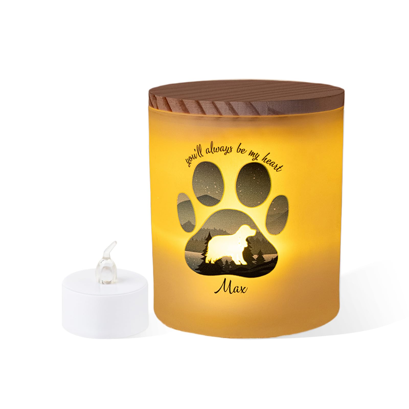 Personalised Flameless Memorial Candles Jar, Pet Memorial Gifts for Dogs Cats, Sympathy Candle for Cats Doggie Passing Away, Condolence Bereavement Gift for Loss of Pet (Dog)