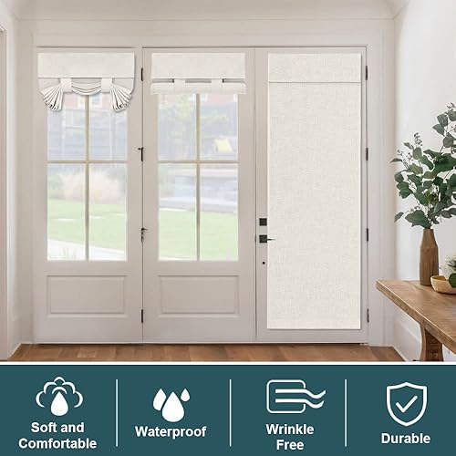 Miniatura 7 de FantasDecor Cortinas de puerta francesa con textura de lino, cortina de privacidad para ventana de cocina, cortinas de oscurecimiento de habitación,