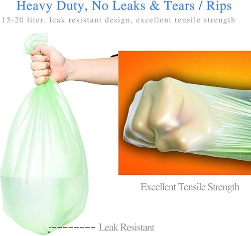 Miniatura 4 de Bolsas de basura pequeñas de 4 galones, biodegradables, sin perfume, resistentes a desgarros y fugas, ecológicas, compostables, para oficina, baño,