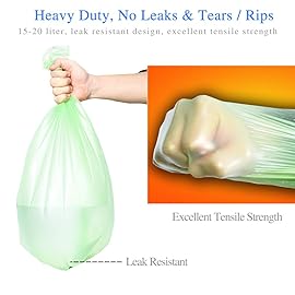 Jaoul Trash Bags 4 Gallon, Small Garbage Bags Strong Tear & Leak Resistant, Unscented Trash Bags for Kitchen, Bathroom, Office, Restroom, Car, Green, 100 Counts