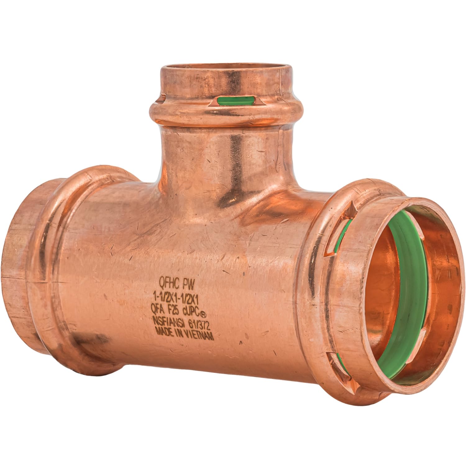 Camiseta reductora de prensa de cobre QuickFitting SurePress de 1-1/2 x 1-1/2 x 1 pulgada P x P x P