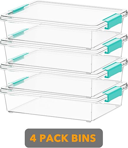 Miniatura 5 de SpaceAid Contenedores de almacenamiento de plástico de 6 cuartos de galón con tapas, organizadores y almacenamiento sensoriales transparentes,