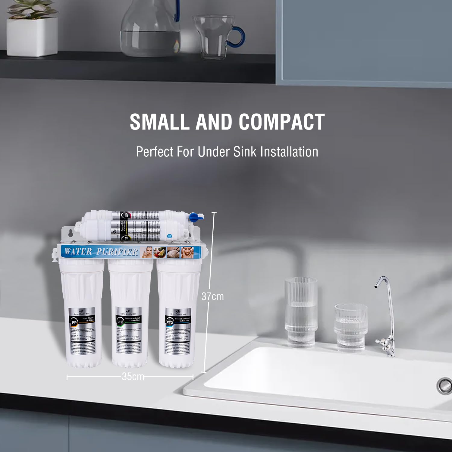 TOPWAY Sistema de Filtro de Agua Debajo del Fregadero de 5 Etapas, 0,01 Micrones Sistema de Ultrafiltración de 10"