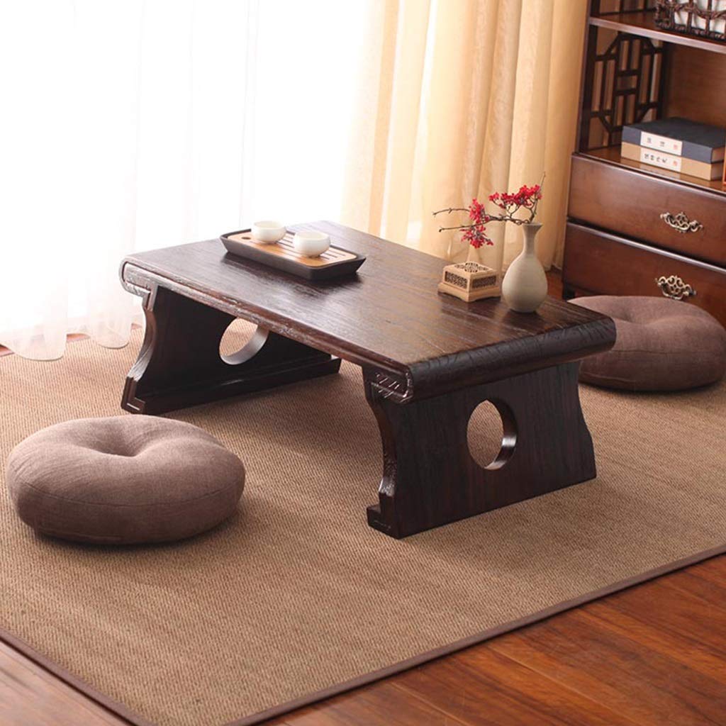 Tavolino da caffè in Stile Giapponese Tavolino Basso in Legno Massello Tavolino da tè per Balcone Tavolo Tatami, Tavolo per Laptop Tavolo da Studio (Color : Brown, Size : 60x40x30cm)