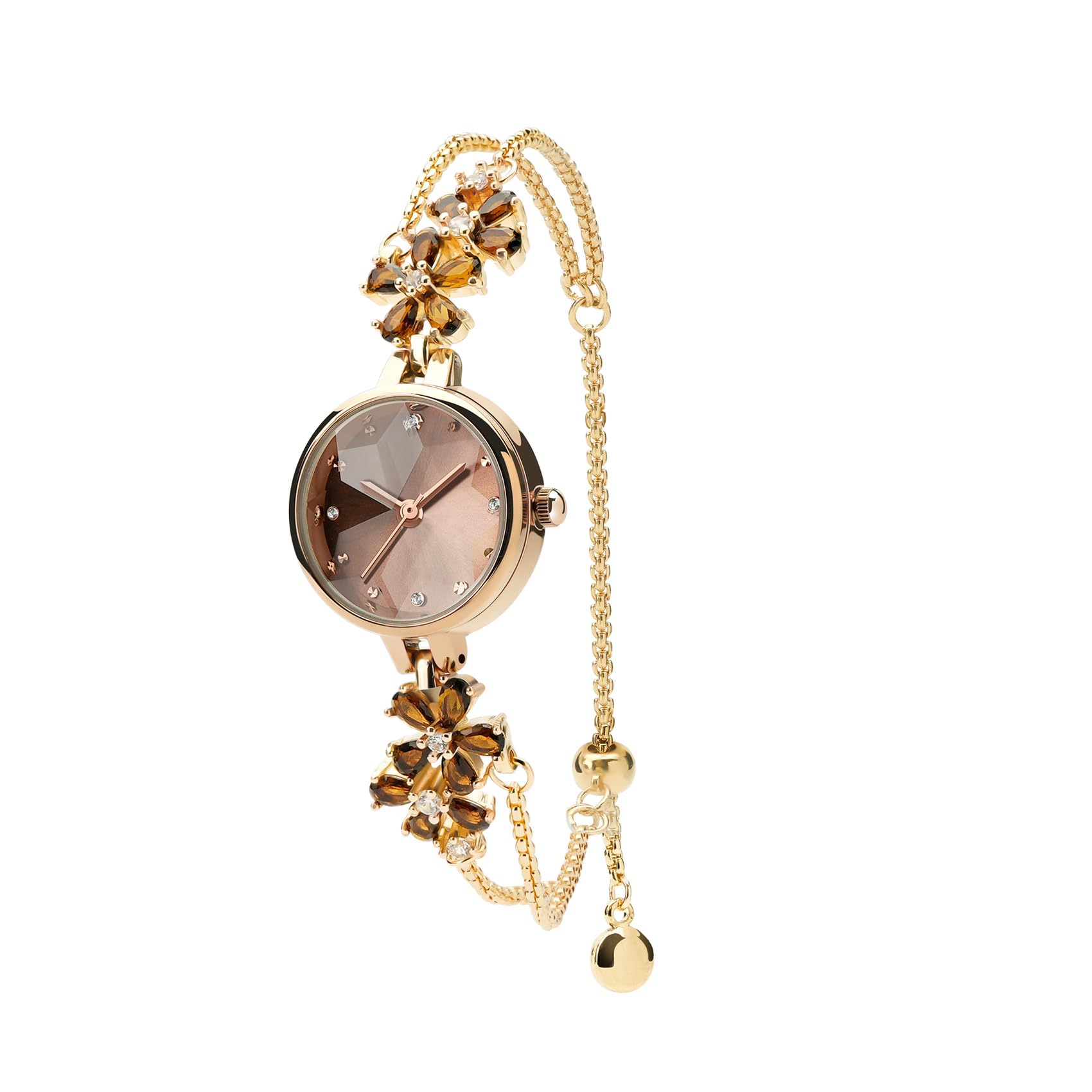Photo 1 of SURVAN WatchDesigner Watches for Women Japanese Movement Quartz Ladies Fashion Dress Bracelet Wrist Watch Round Dial Brass Strap with Diamonds Women Watch (Coffee Brown)