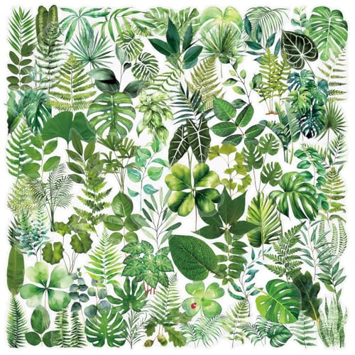 100 Transparent Plant Leaf Stickers for Journaling Water Bottle & Phone Case Decoration - Waterproof PET Material Easy Peel & Stick Aesthetic Vinyl Decals for Teens and Adults Scrapbooking
