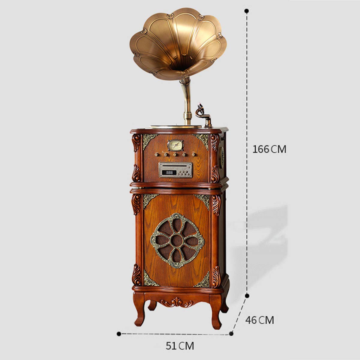 Staromodny gramofon, gramofon retro, duży głośnik z wbudowanym głośnikiem, z wieloma funkcjami, głośnik bluetooth w stylu retro, 3 prędkości, wejście 3,5 mm, wyjście RCA