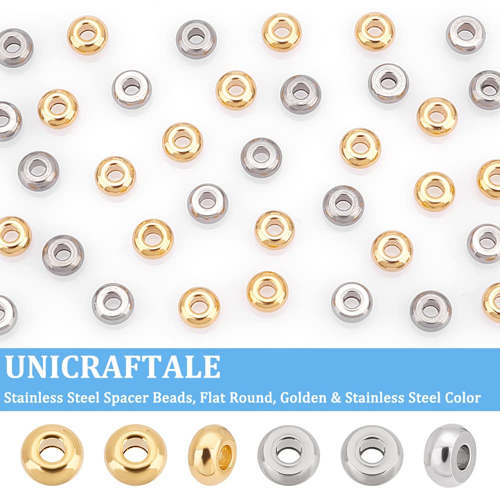 UNICRAFTALE 100 Pezzi Distanziatori Rotondi Per Gioielli – Perline In Acciaio Inox 6mm, Foro 2mm, Piatti E Lucidi