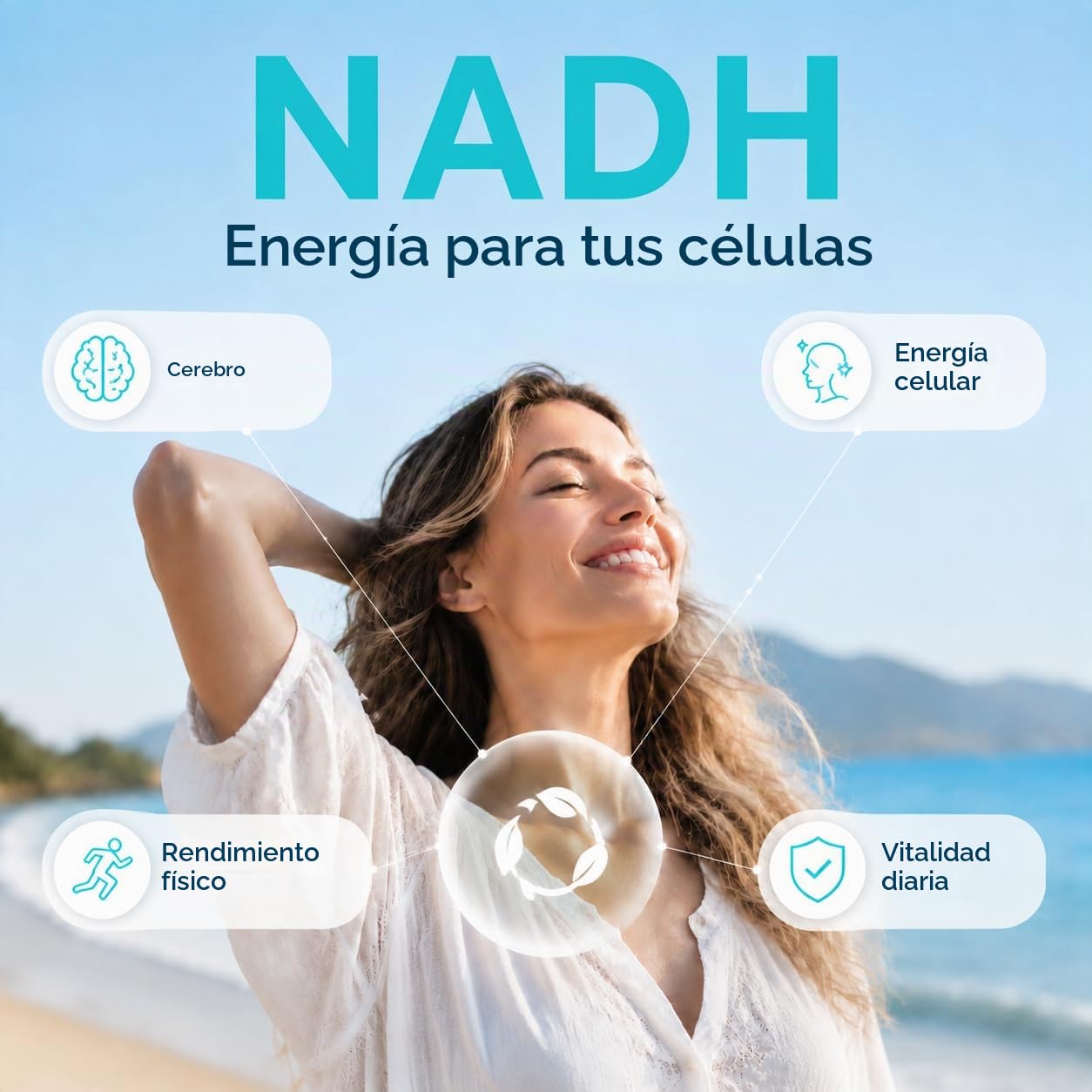 NADH 50 mg, Fórmula Avanzada con CoQ10, Vegano, Alta Potencia, Mejora la Energía Celular, Producción de ATP, 60 Cápsulas (Paquete de 2)