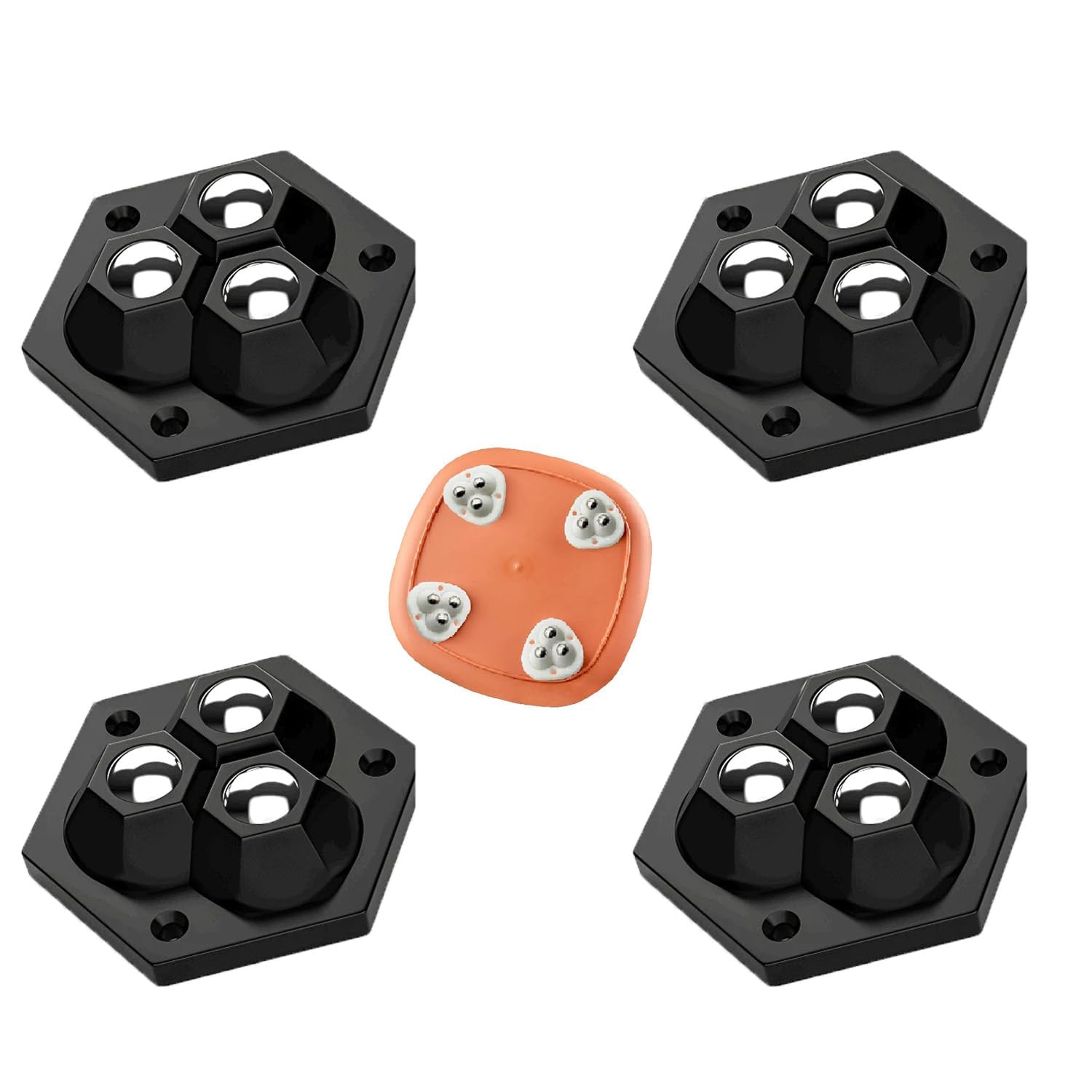 grihastha e-shop 360° rotating three-ball caster, 4pcs appliance slider for kitchen countertop,sticky pulley for kitchen appliances, storage box, cricut, trash can, furniture(random color)