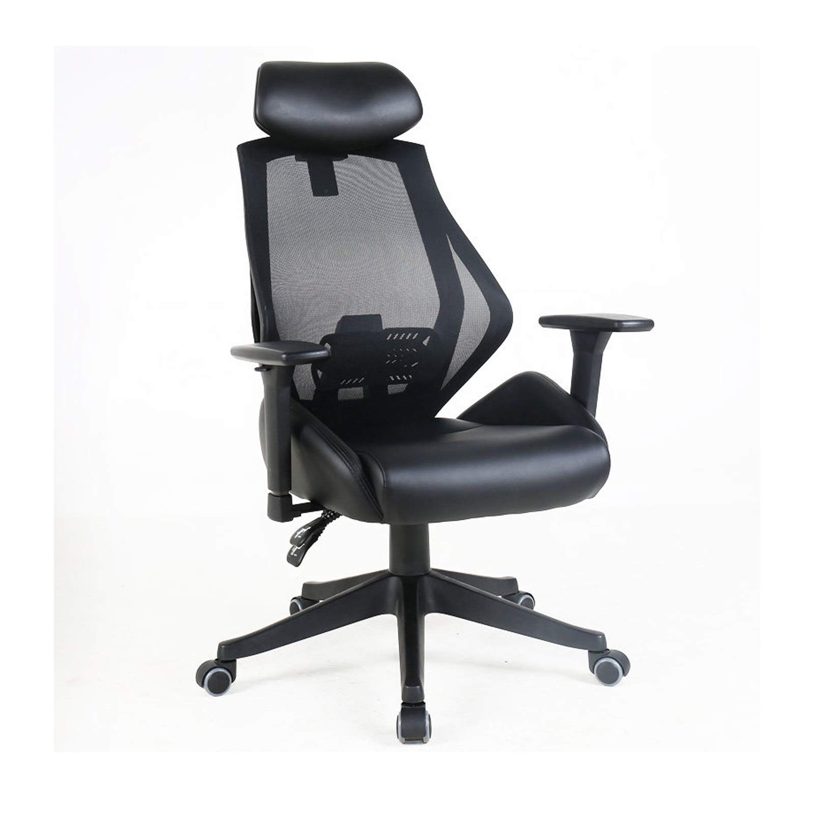 ZJHFFFG Office Chairs Ergonomic Office Chair, PU Leather Swivel Desk Chair, Breathable Mesh Back, Adjustable Height High-Back Reclining Chair with Armrest and Footrest Computer Chair