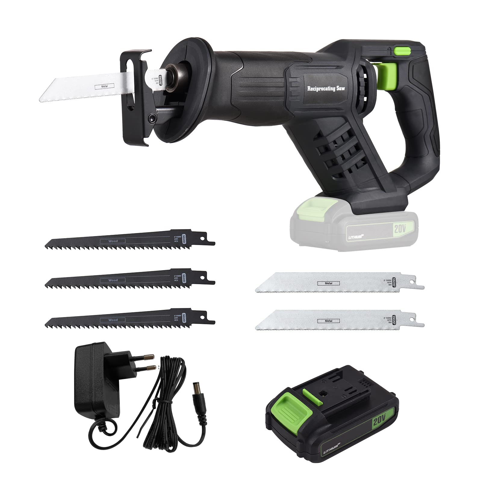 Scie sabre sans fil 20V pour coupe précise de bois et métal