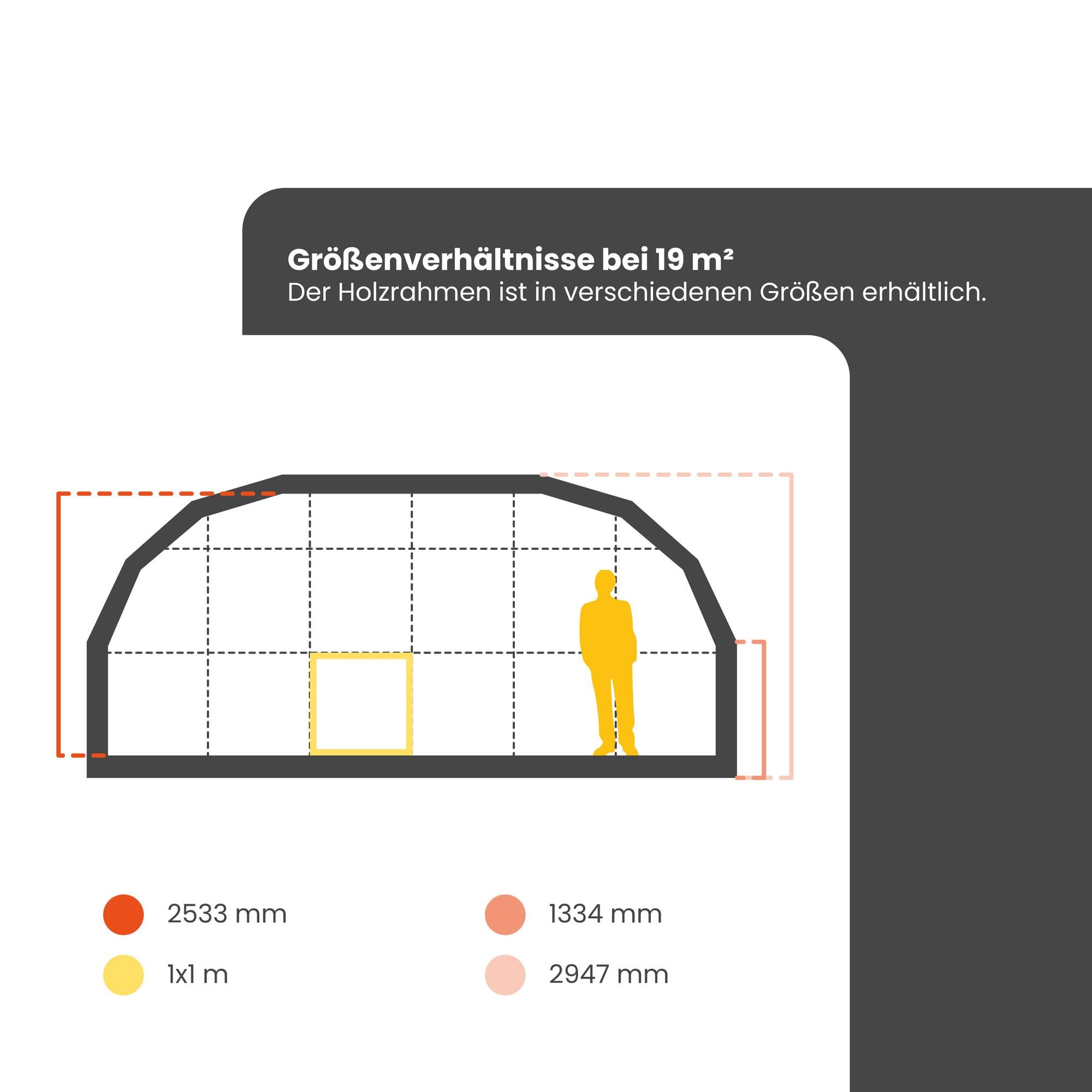 19m² Bausatz Gartenhaus, 1 Etage, Long Dome Braun Holz | Tiny House, Holzhaus, Set mit allen Einzelteilen für Holzrahmen, Innen- & Außen individuell gestaltbar