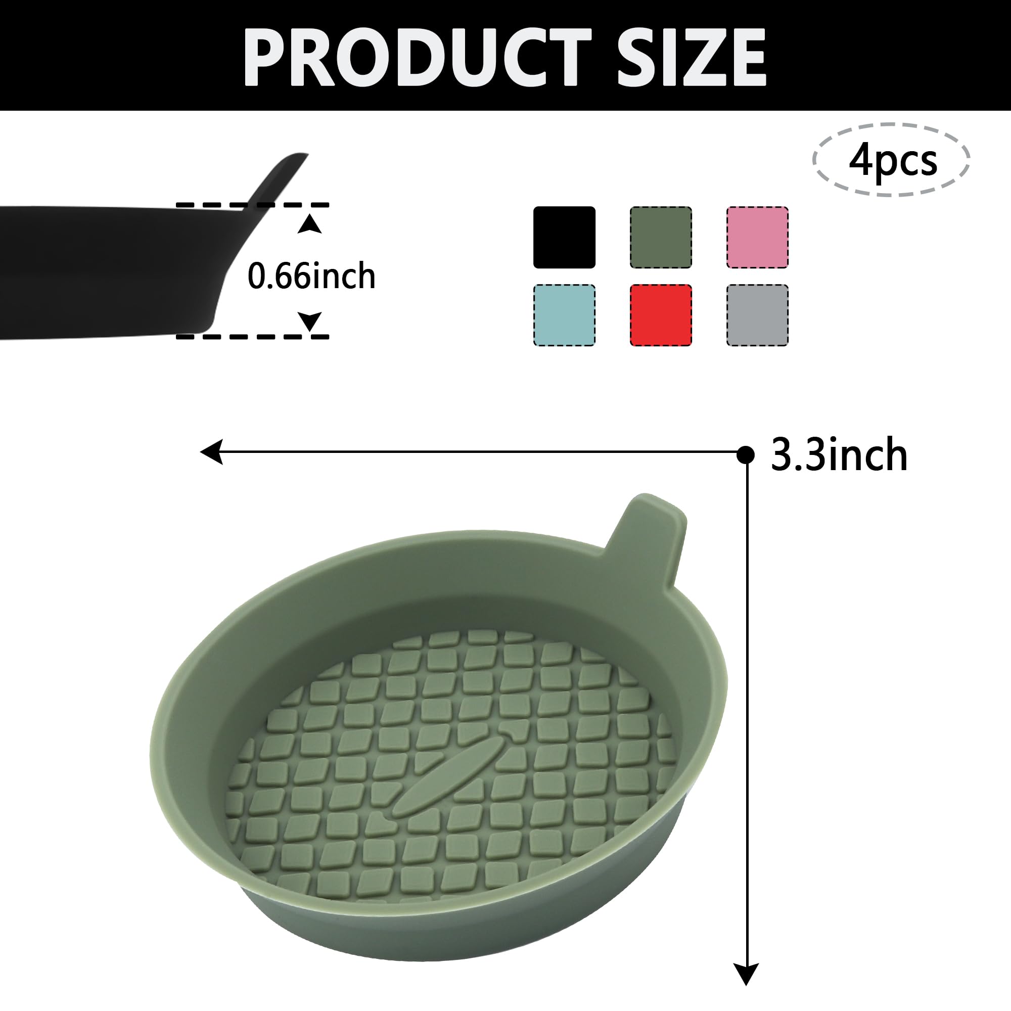 4PCS Silicone Car Coasters with Diamond Shape Design,Non-Slip & Heat Resistant Car Cup Holder Coaster,Universal Cup Holder Insert Car Interior Accessories for Women/Men (Green)