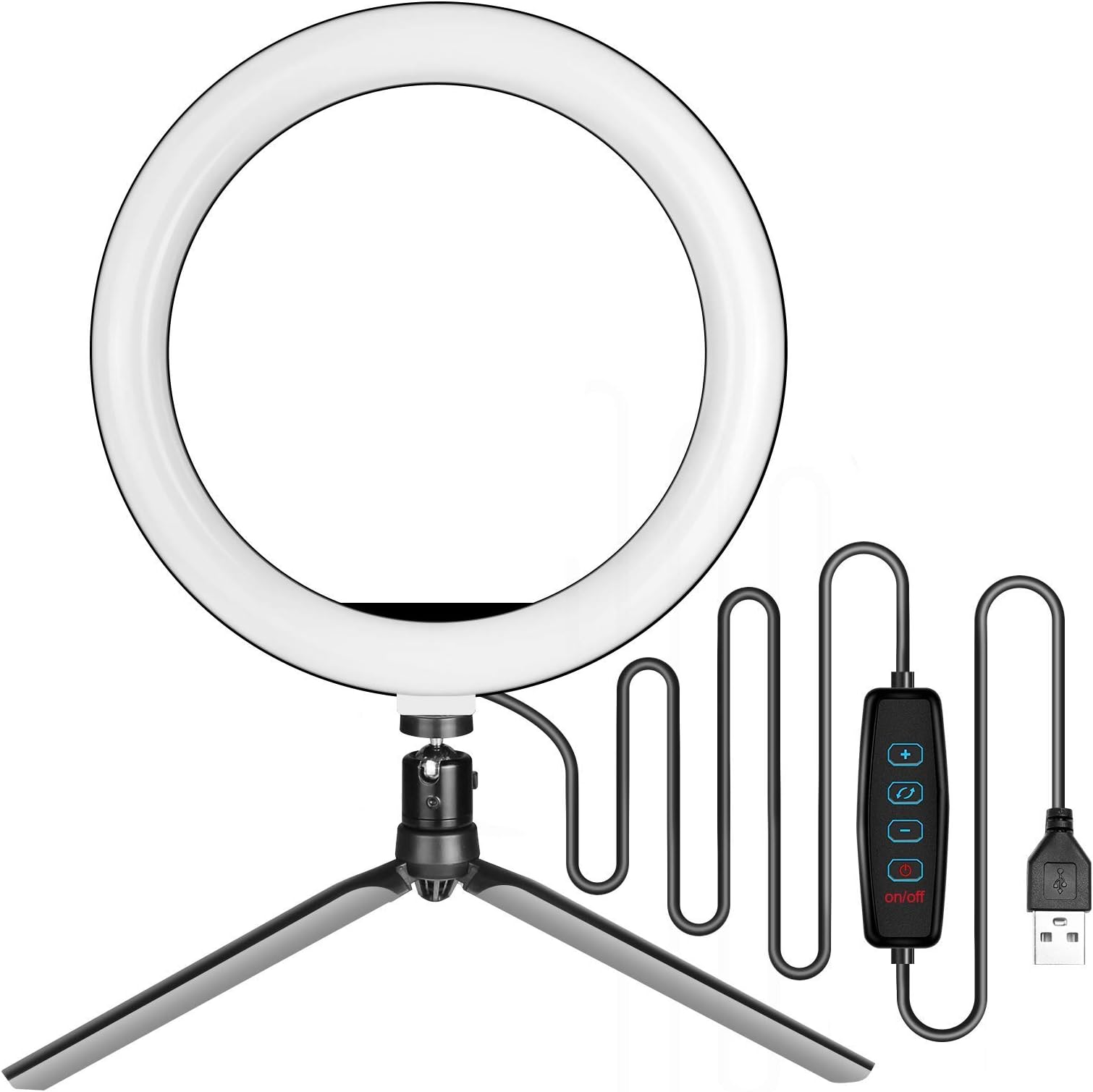 10.2 Inch LED Self Ring Light with Tripod Stand and Phone Holder Video Lighting Kit Adjustable Color Temperature 10 Levels of Brightness for Tik Tok Portrait YouTube Video Makeup