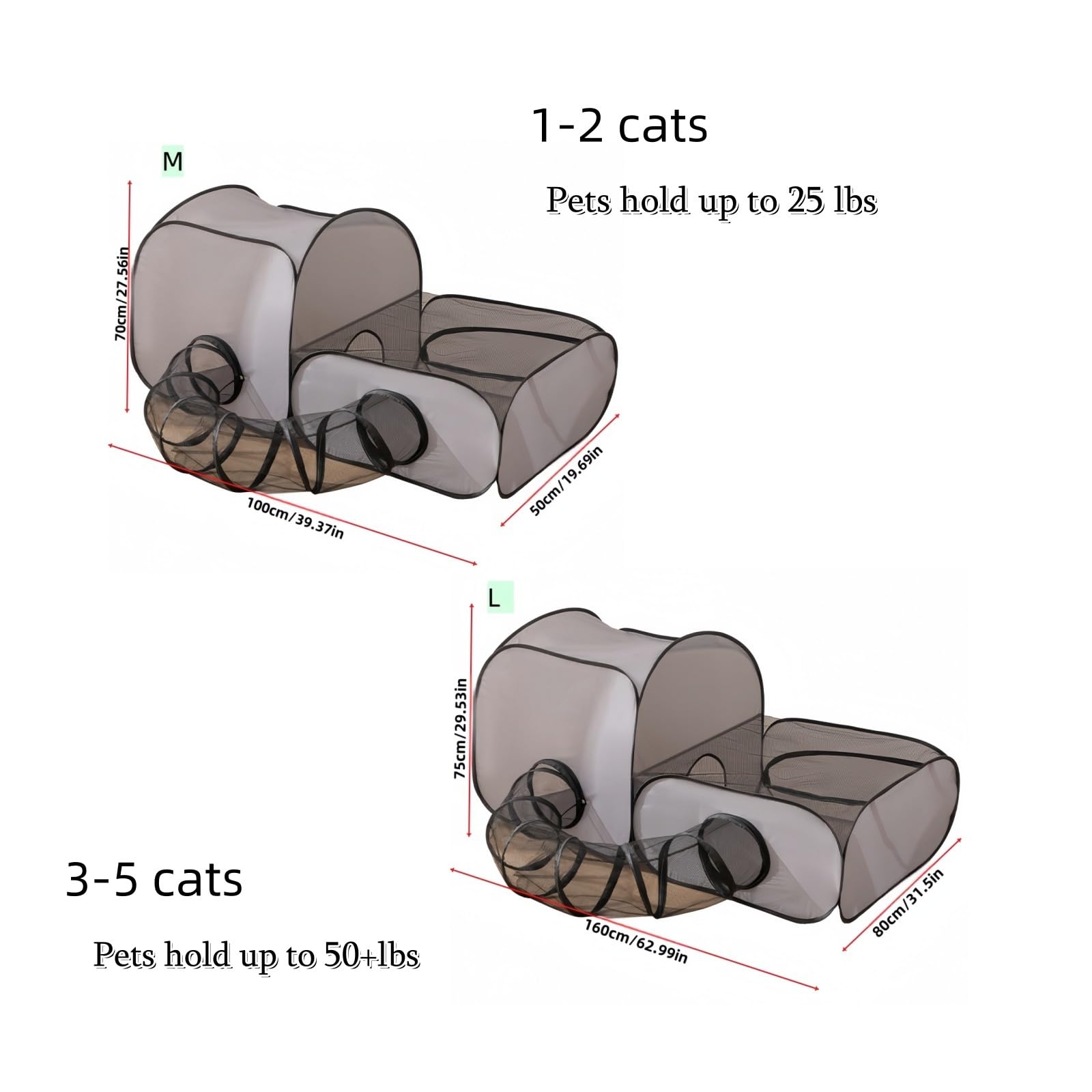 Genérico Parque para Gatos | Caseta Tienda y Corralito para Mascotas - Casa Plegable con Juguetes Interactivos Y Área De Ejercicio para Gatitos, Cachorros Y Mascotas Pequeñas En Viaje Y Exterior