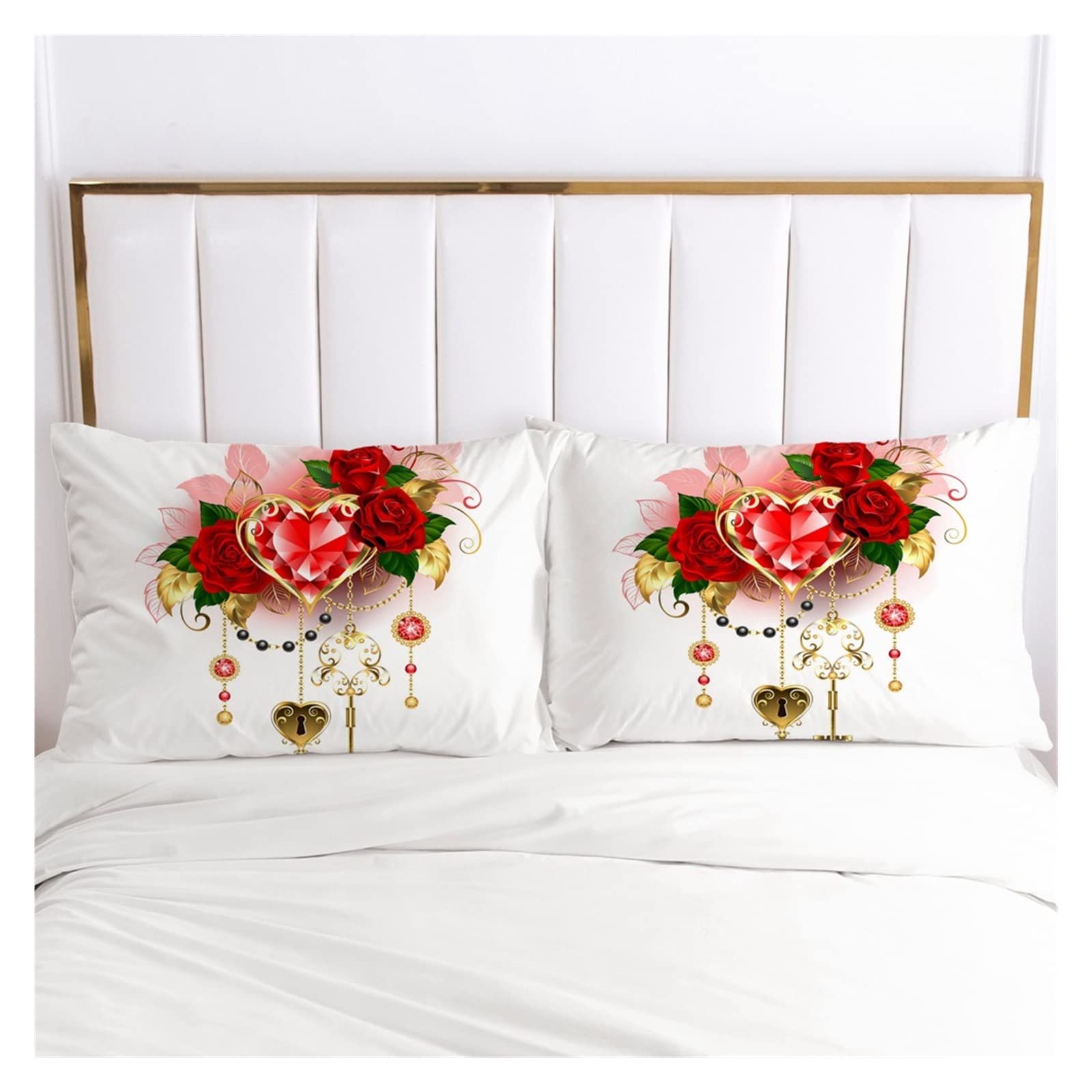 Taie d'oreiller personnalisée haute définition avec motif de literie bleu rose