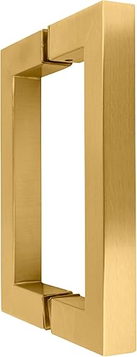 Miniatura 2 de CRL SQ6X6SB Satin Brass 6" x 6" SQ Series Square Tubing Back-to-Back Pull Handle