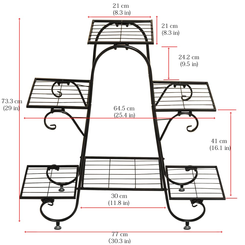 ROYAL SMEELA Soporte para Plantas de Hierro, Estantería para Macetas con 6Niveles Estantería Decorativa de Flores para Exterior Interior Jardín Puesto de Plantas Puesto de Flores