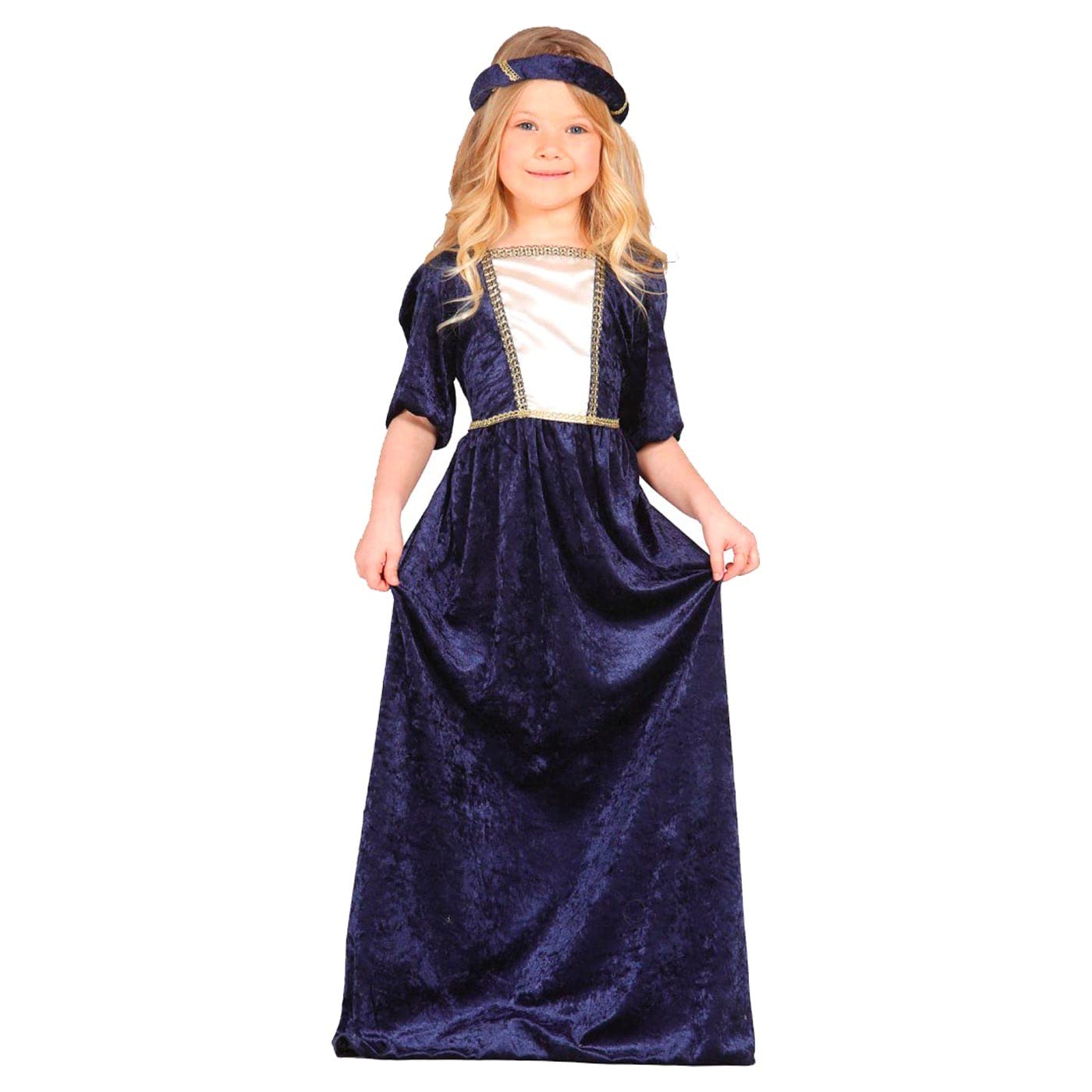Acan Tradineur - Disfraz de dama medieval infantil, poliéster, incluye vestido y cinta de cabeza, carnaval, Halloween, arde lucus, cosplay, fiestas, niñas