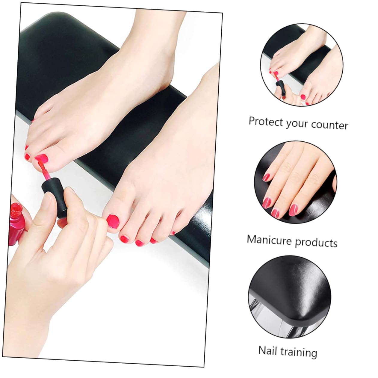 Mikinona Cuscino Nero in Microfibra per Manicure Poggiamano per Nail Art Comodo e Stabile, per Salone e Formazione | Poggiamano Stabile per Nail Art, Uso Domestico Personale, per Principianti