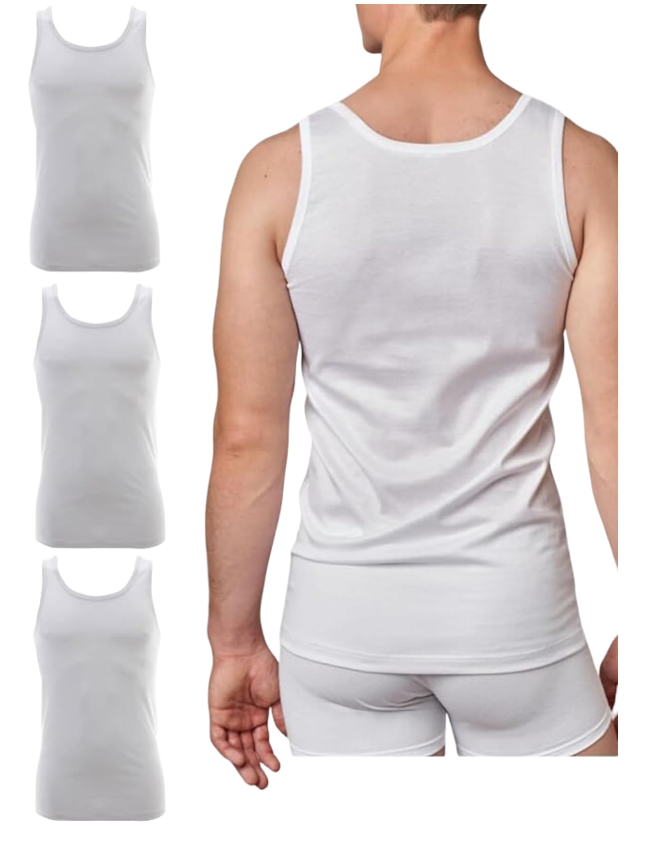 GICIPI Canotta Cotone pregiato Spalla Larga Intima in Filo di Scozia da Uomo Pacco da 4 (IT, Testo, XL, Regular, Regular, Bianco)