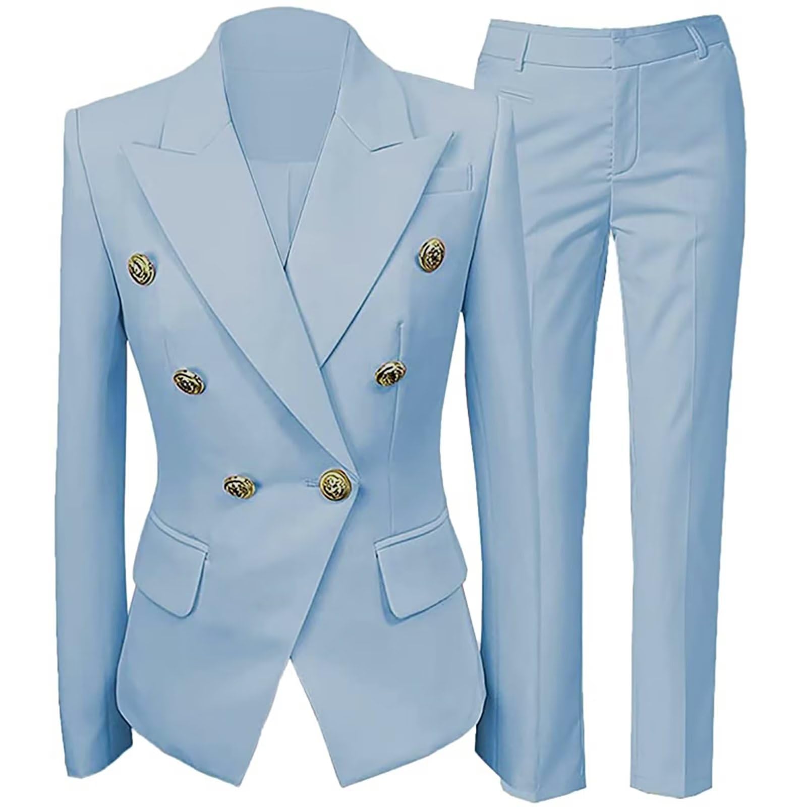 Women's 2 Piece Suit Notched Lapel Pants Suits Set for Women Business Casual Office Work Tuxedo Blazer Pants Set