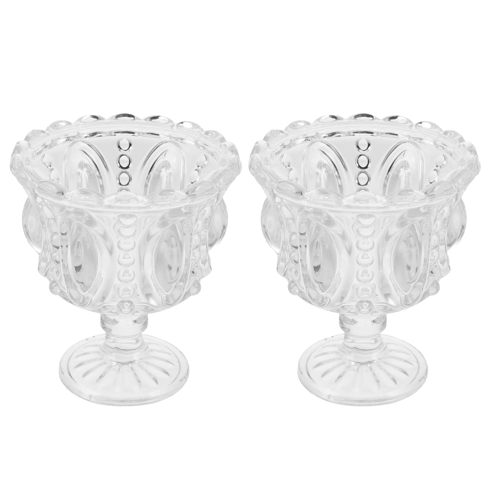 Gatuida 2 Dessertschalen aus Glas: Eisbecher mit Fuß, geprägt, transparent, für Parfait-Eisbecher, Trifle-Pudding