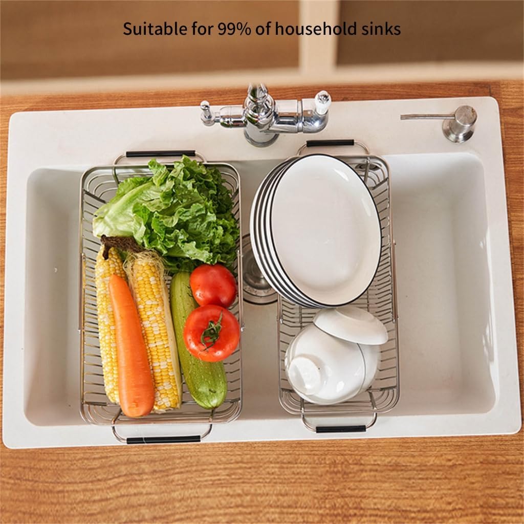 Sturdy Stainless Steel Foldable Sink Basket With Quick Drains Meshes Designs