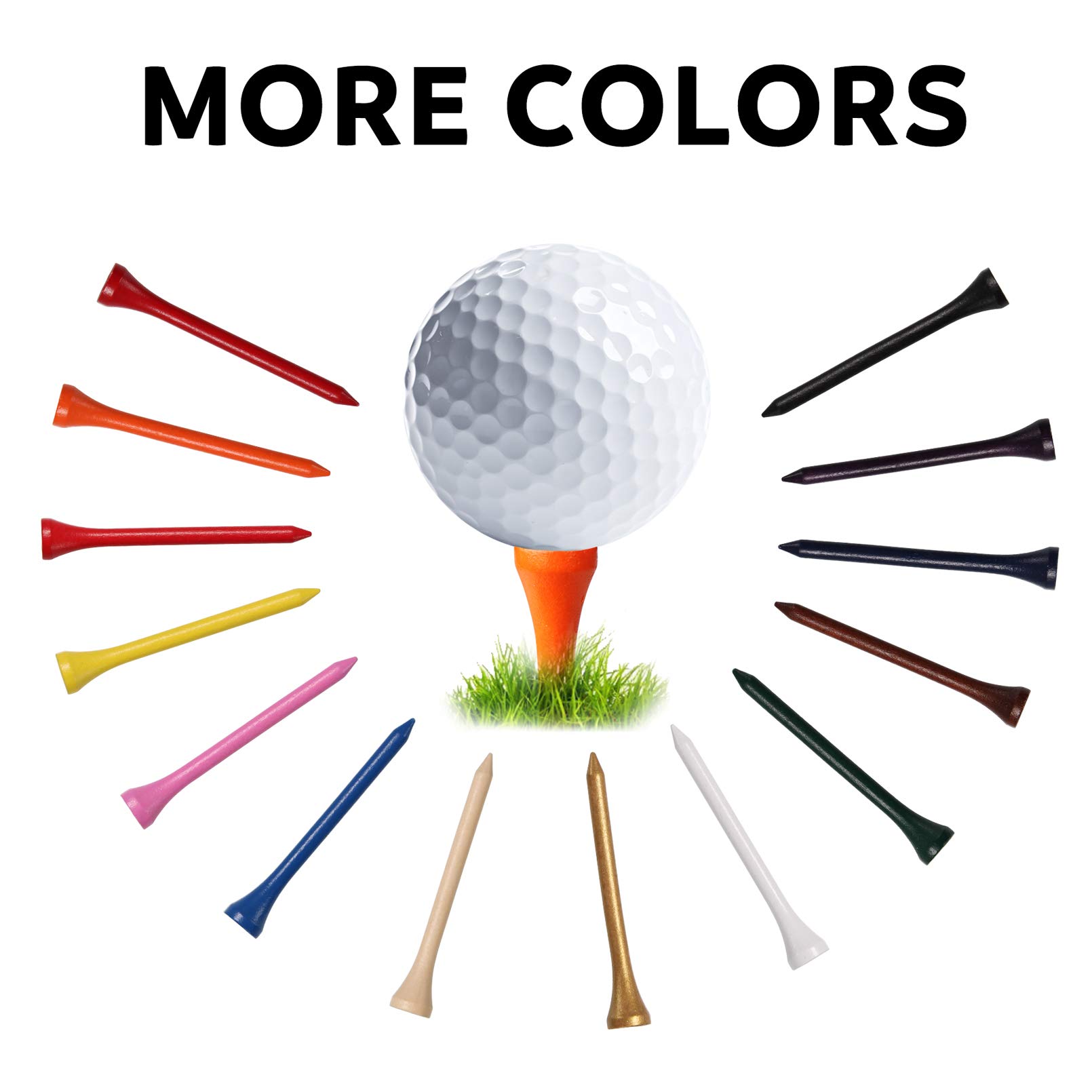 77 Stück Golf-Tees Aus Hartholz – 6 Cm, In über 20 Farben, Biologisch Abbaubar
