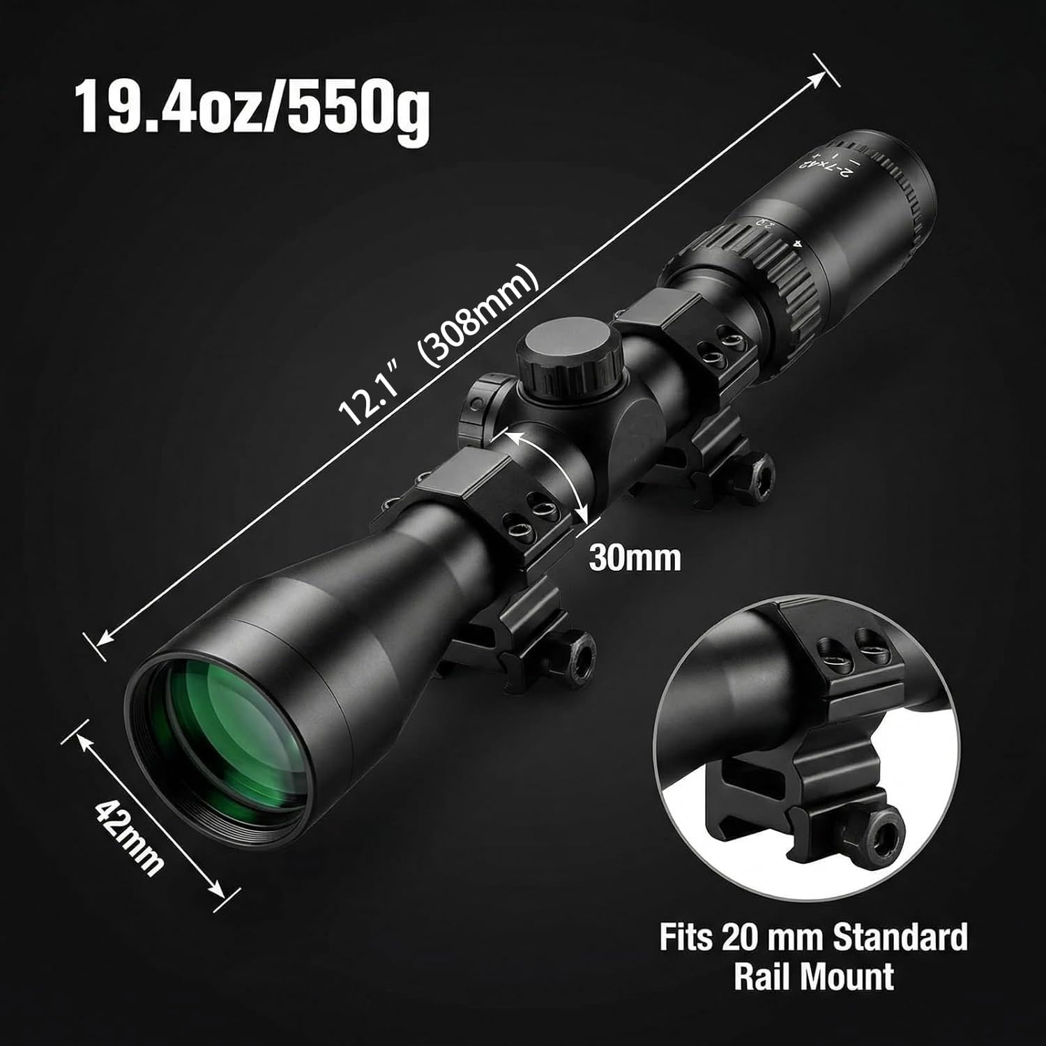 Amazon.com : Persei 2-7x42 Long Eye Relief Scope 30mm Tube