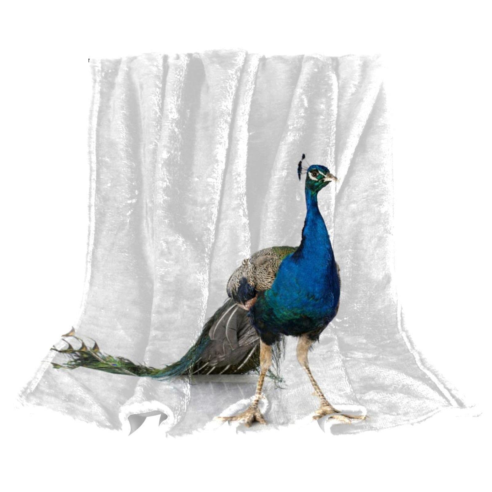 Couverture polaire légère motif paon plaid canapé lit peluche