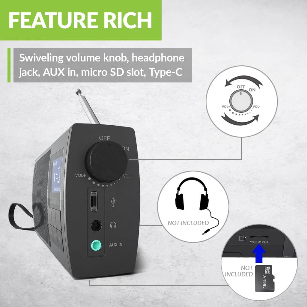 Sound Byte Design Avantree Soundbyte 860s Portable FM Radio with Bluetooth Speaker and SD ...