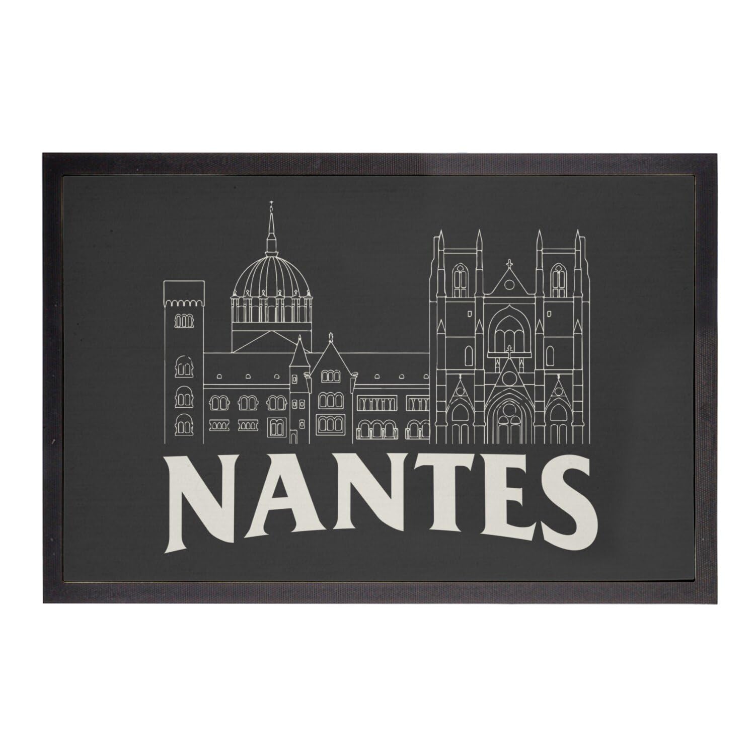 Paillasson Noir Nantes au design château minimaliste format 75x50cm
