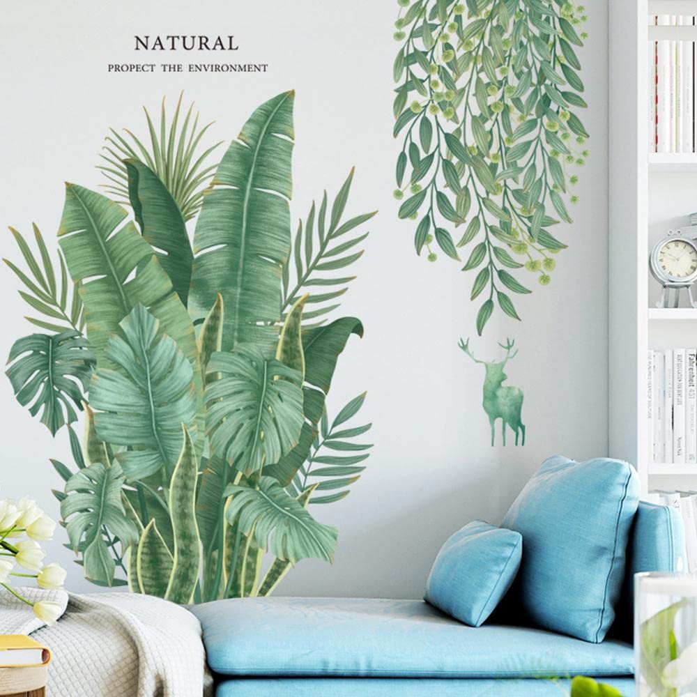 Hanging Vine Ivy Wall Decals Tropical Leaf Monstera Wall Stickers Bedroom Living Room TV Wall Door Decor Murals (Hanging Vine Wal)