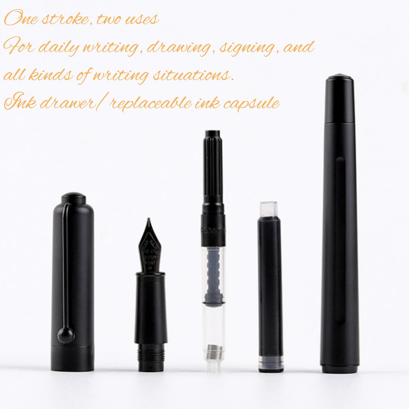 1 Satz Schwarz Luxus Füllfederhalter Set, bestes Stiftgeschenkset für Männer & Frauen, Kalligraphie füller (0.6mm)