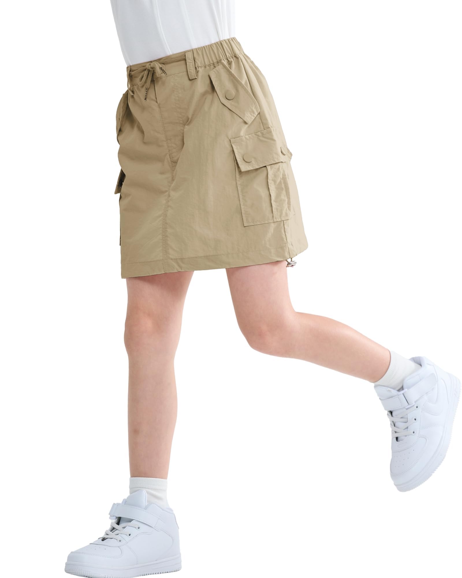 Rolanko Faldas para Niñas Pantalones Cortos Interiores con Bolsillos Cargo Skort Cintura Elástica