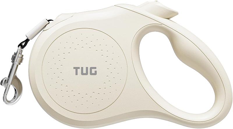 Quest Retractable Dog Leash | 360° Tangle-Free Retraction | 16 ft Strong Nylon Tape (Medium, Cream)