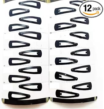 SP Glossy Black Metal Tic Tac Hair Clips for Women-Pack of 12 (Small) - 4CM