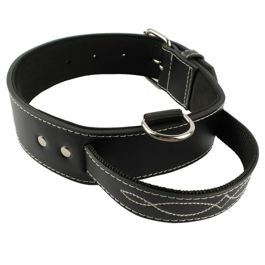 Quick Control Soft Inside Padded Pu Leather Dog Collar with Handle for Meduim Large Dogs Walking Training Black Brown Colors
