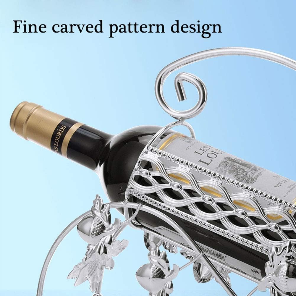 Wine Rack European Style Single Wine Bottle Holder Zinc Alloy Countertop Wine Shelf Decoration Freestanding Display Stand for Home Wine Racks Free Standing (Color : Silver)