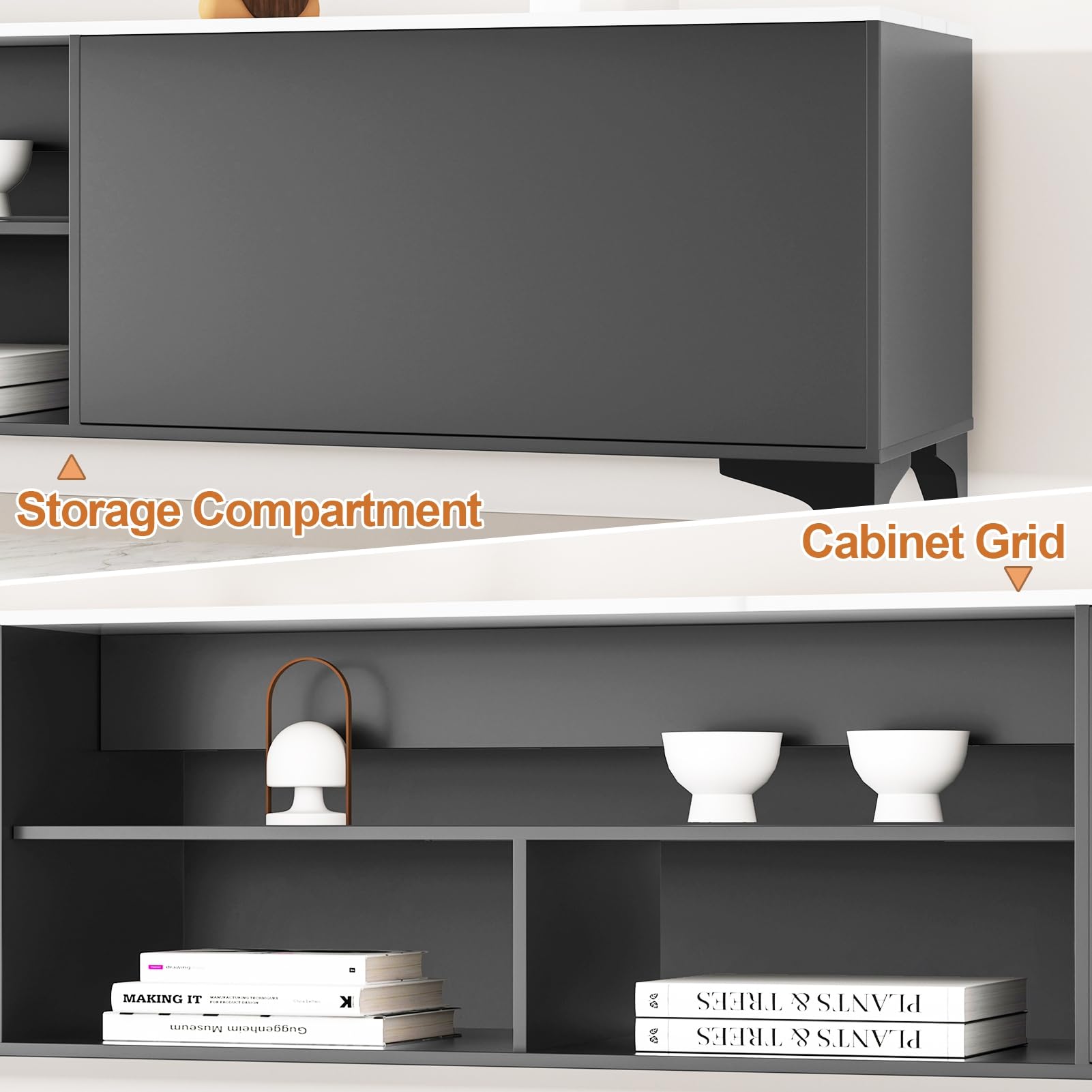TV-Ständer, moderner TV-Ständer mit Stauraum für 60-75 Zoll Fernseher, Entertainment Center mit 2 Schubladen und offenen Regalen, TV-Konsole für Wohnzimmer, Schlafzimmer, Media-Einheit mit