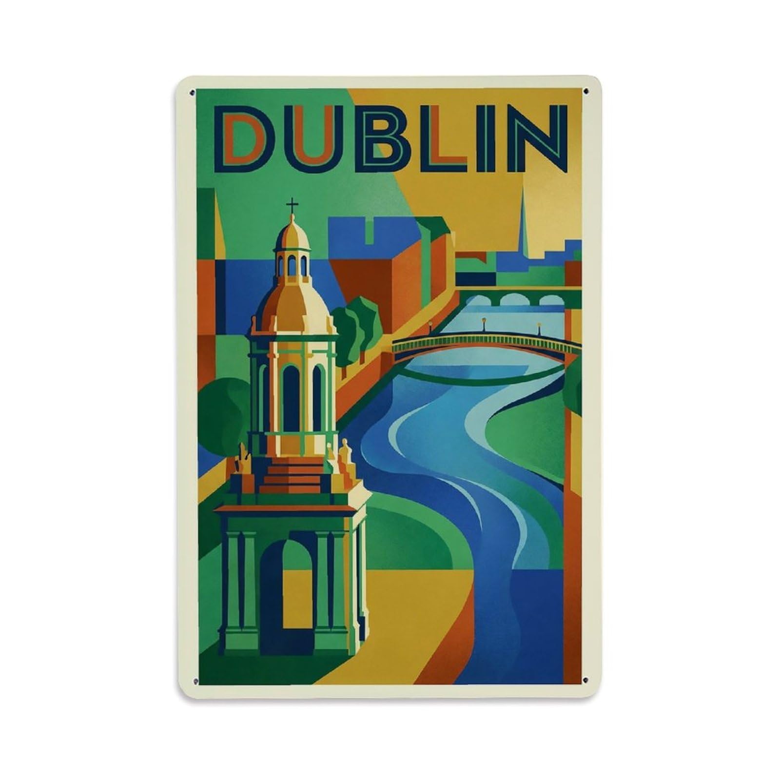 Ireland Dublin Travel Vintage Metal Tin Sign