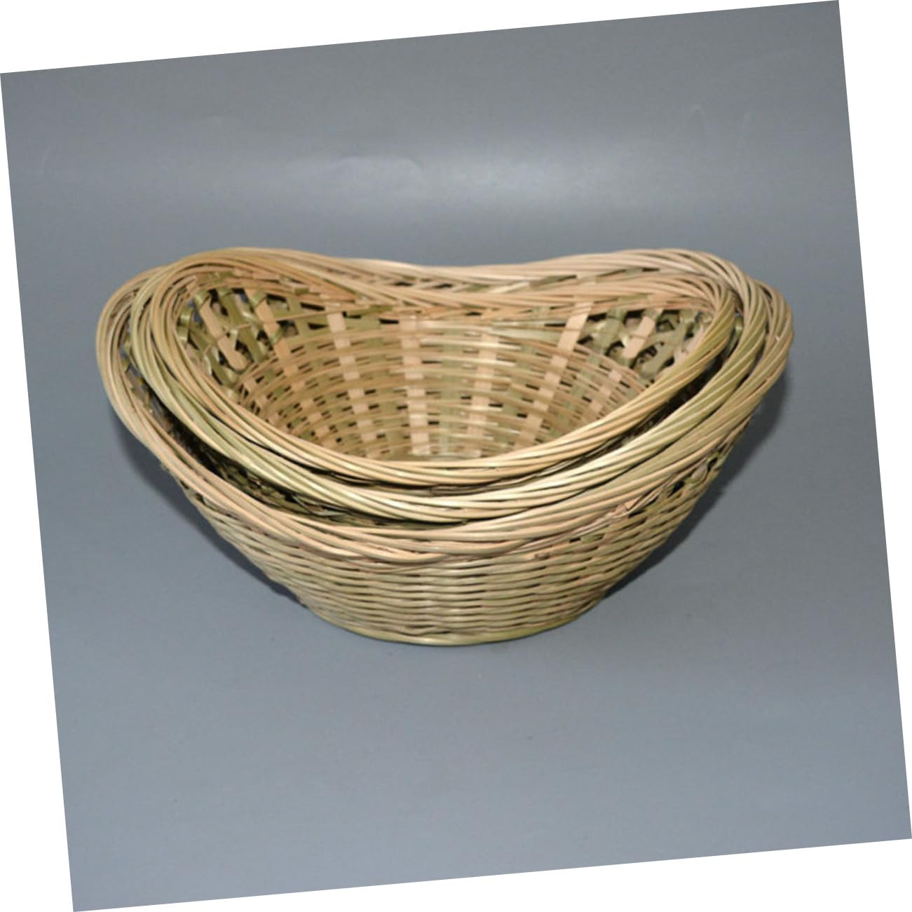 Happyyami 1Pc Woven Ingot Shaped Basket for Decorative Home Storage Premium Handmade Natural Material for Fruits Vegetables and Kitchen Essentials Khaki Color